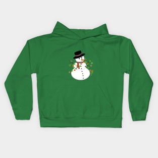 Cartoon Snowman with Christmas Lights Kids Hoodie